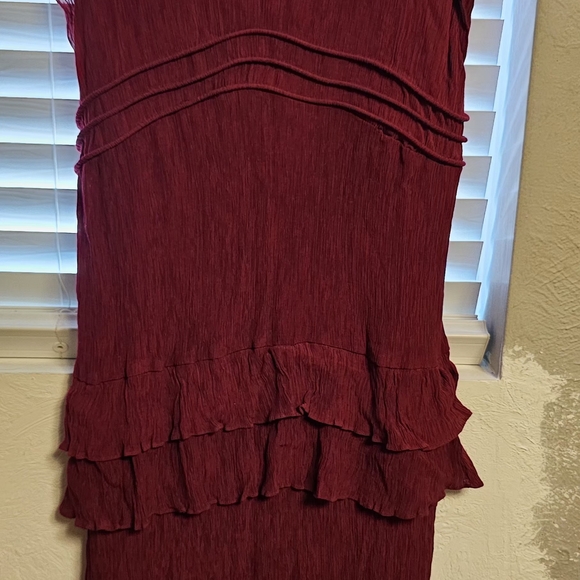 Taylor Burgundy V-Neck Textured Dress - Picture 7 of 15